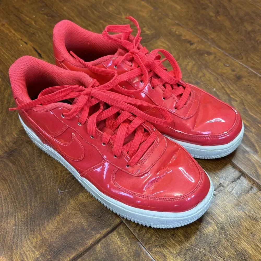 Nike Air Force 1 '07 LV8 Low Shoes Youth 7Y UV Siren Red White Patent‎ Sneakers